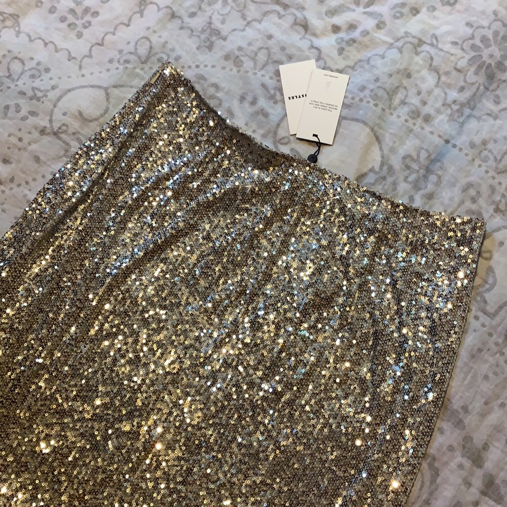 NWT Whistles Suki Sequin Silver Midi Skirt - Picture 11 of 12